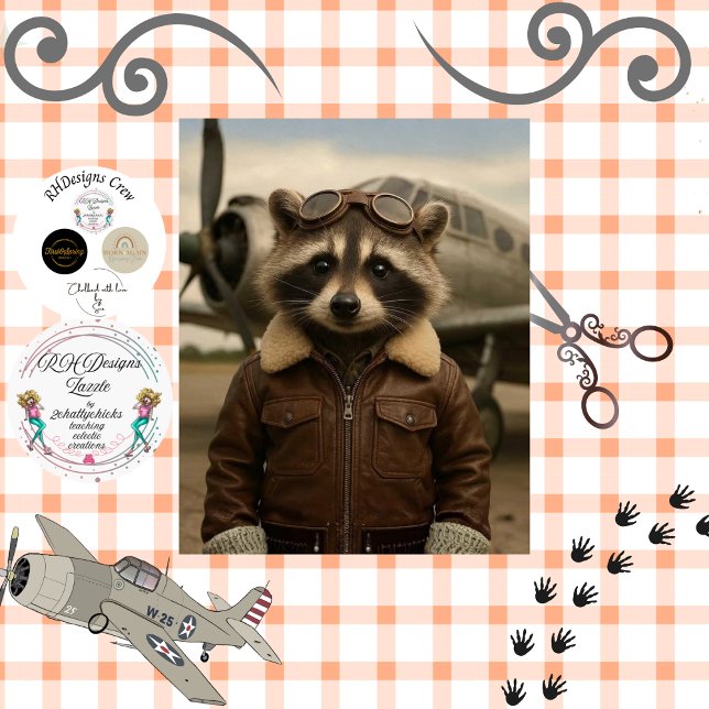 Papel De Seda Decoupage Retro Aviation Racoon Leather Jacket  (Criador carregado)