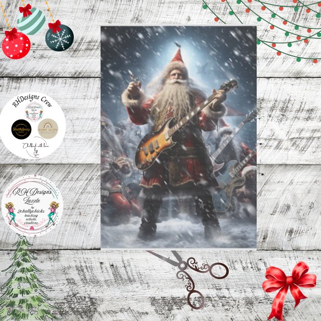 Papel De Seda Decoupage Rock N Roll Papai Noel (Criador carregado)