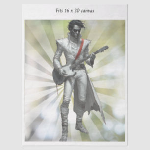 Papel De Seda Decoupage Rock N Roll Star Retro 16x20 Tela