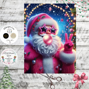 Papel De Seda Decoupage Rosa Bubblegum Natal Papai Noel