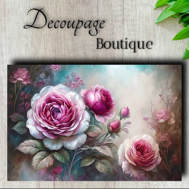 Papel De Seda Decoupage Rosa Romântica Névoa