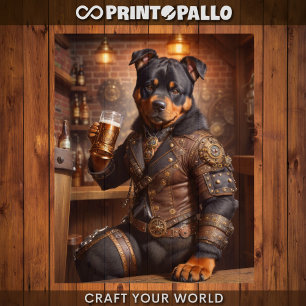 Papel De Seda Decoupage - Rottweiler cachorro steampunk e cervej