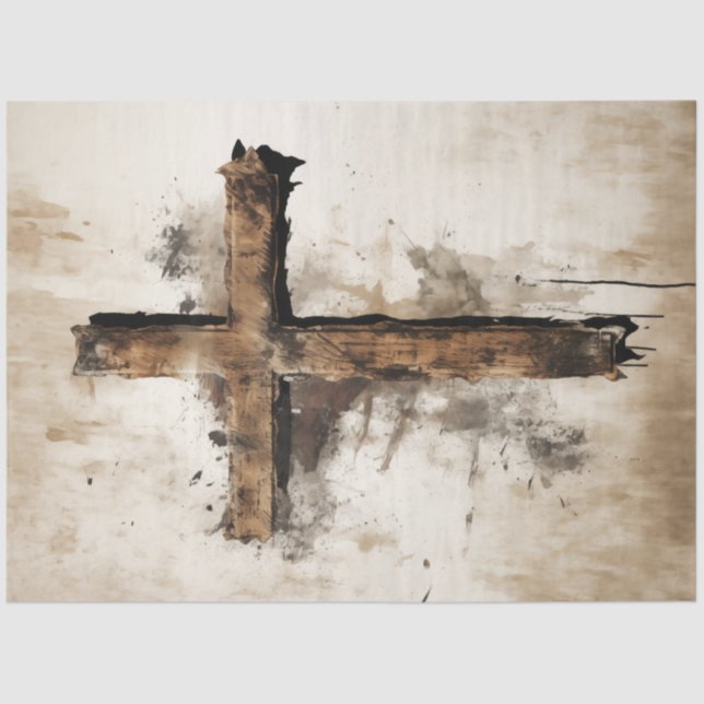 Papel De Seda Decoupage Rustic Páscoa Cross (Frente )