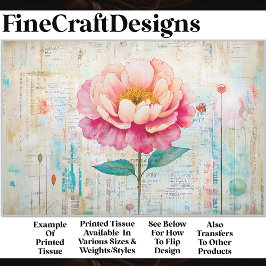 Papel De Seda Decoupage S9 de Peony Rosa-Cor-de-Rosa-chique