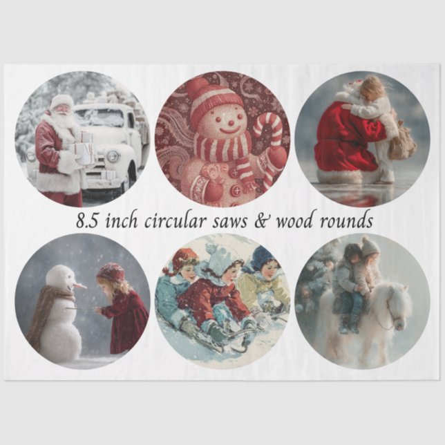 Papel De Seda Decoupage Santa Circular Saw Designs 8.5"  (Frente )