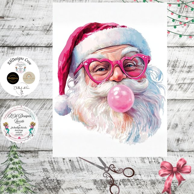 Papel De Seda Decoupage Santa Holiday Sass Blowing Bubblegum  (Criador carregado)