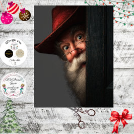 Papel De Seda Decoupage Santa Secret Check Peeking Art