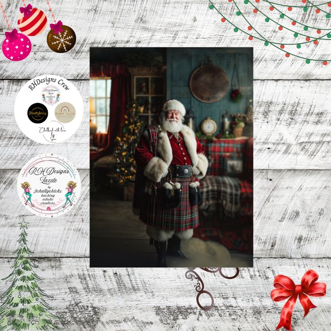 Papel De Seda Decoupage Scottish Santa Claus Festive Holiday (Criador carregado)