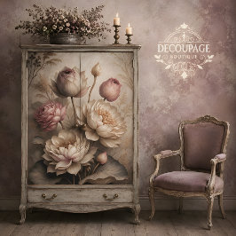 Papel De Seda Decoupage Serenidade Floral Lótus Elegante