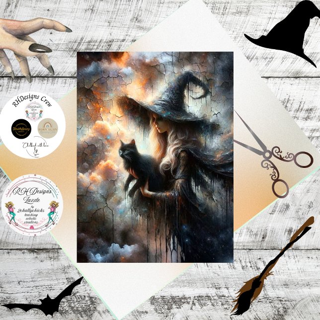 Papel De Seda Decoupage Silver Haired Witch Glowing Artwork  (Criador carregado)