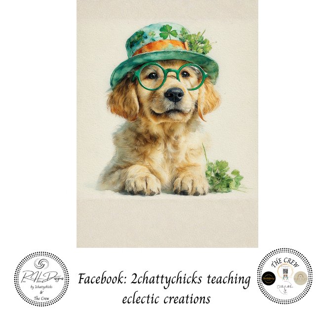 Papel De Seda Decoupage St. Patrick's Day Golden Retriever  (Criador carregado)