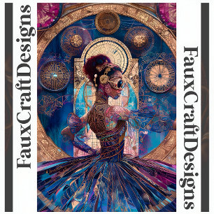 Papel De Seda Decoupage Steampunk Bailarina Azul Mosaico Falso 0