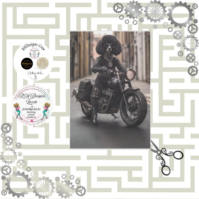 Papel De Seda Decoupage Steampunk Black Standard Poodle Max (Criador carregado)