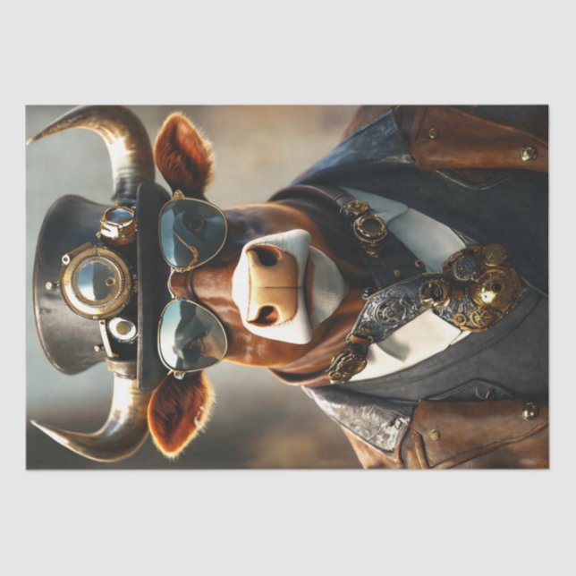 Papel De Seda Decoupage Steampunk Bull Sir Bullington Gearhoof (Frente )