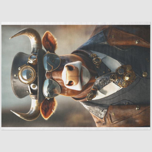 Papel De Seda Decoupage Steampunk Bull Sir Bullington Gearhoof (Frente )