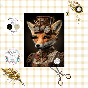 Papel De Seda Decoupage Steampunk Canadense Francês Raposa Colle