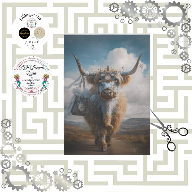 Papel De Seda Decoupage Steampunk Caprichoso Highland com Estilo (Criador carregado)
