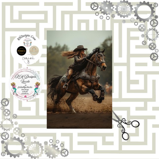 Papel De Seda Decoupage Steampunk Cowgirl Rider (Criador carregado)