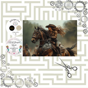 Papel De Seda Decoupage Steampunk Cowgirl Rodeo Rider
