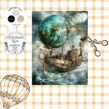 Decoupage Steampunk Hot Air Balon & Globe