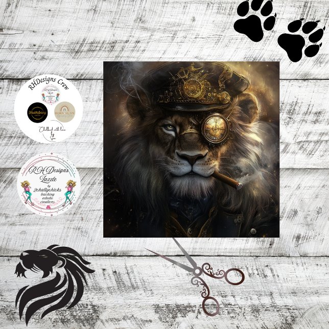 Papel De Seda Decoupage Steampunk Leão Monarca Mecânico (Criador carregado)