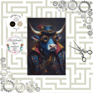 Papel De Seda Decoupage Steampunk Mechanical Vintage Bull
