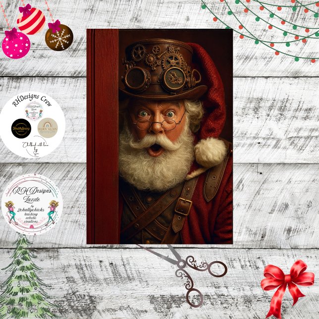 Papel De Seda Decoupage Steampunk Papai Noel Vislumbre Engrenage (Criador carregado)