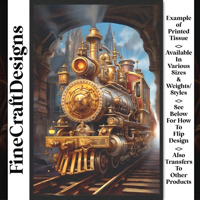 Papel De Seda Decoupage Steampunk Trem a Vapor Tinta Falsa 037 (Criador carregado)