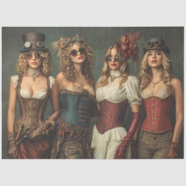 Papel De Seda Decoupage Steampunk Victorian Ladens Corset-Era (Frente )