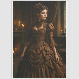 Papel De Seda Decoupage Steampunk Victorian Lady in Brown