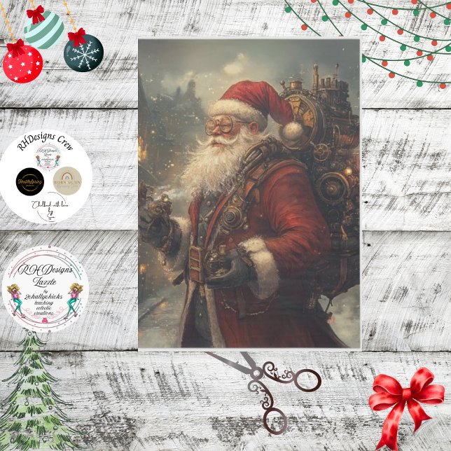 Papel De Seda Decoupage Steampunk Vintage Santa Claus (Criador carregado)