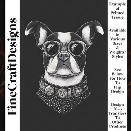 Papel De Seda Decoupage T8 Preta White Steampunk Boston Terrier 