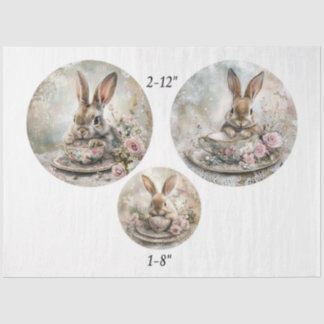 Papel De Seda Decoupage Teacup Rabbit 12" & 8" Rounds 
