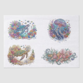 Papel De Seda Decoupage Temático de Vida Marinha Joalheria