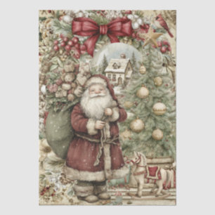 Papel De Seda Decoupage Temático Papai Noel Inspirado em Vintage