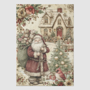 Papel De Seda Decoupage Temático Papai Noel Inspirado em Vintage