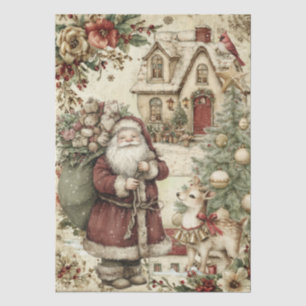 Papel De Seda Decoupage Temático Papai Noel Inspirado em Vintage