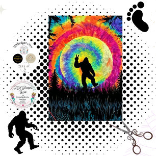 Papel De Seda Decoupage Tie Dye Pé Grande & Silhueta da Lua 