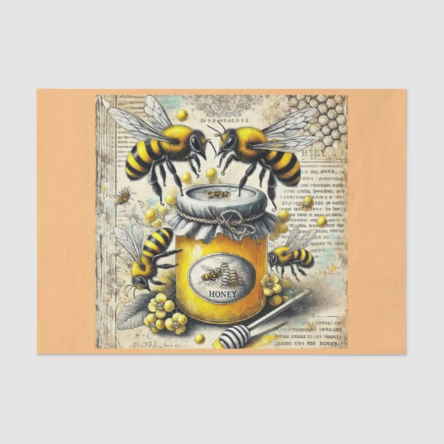 Papel De Seda decoupage tissue paper met bijen (Frente )