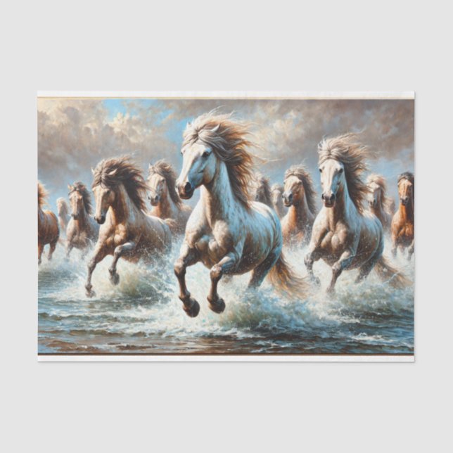 Papel De Seda  decoupage tissue paper met wilde paarden (Frente )