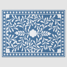 Papel De Seda Decoupage Tradicional Azul Claro com Incisão de Os