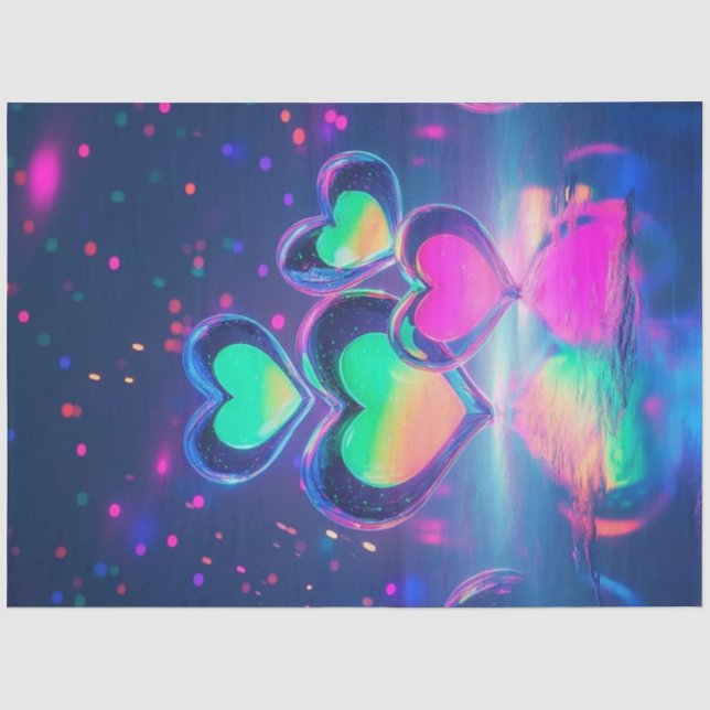Papel De Seda Decoupage Translucent Namorados Heart Display Love (Frente )
