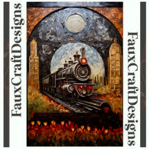 Decoupage Trem Loco Steampunk Falso Mosaico 039