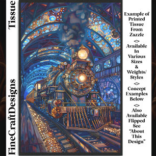 Papel De Seda Decoupage Trem Magical Steampunk Falso Mosaico 065