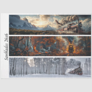 Papel De Seda Decoupage Trens Sazonais 26x26 para Serras Manuais