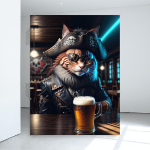 Papel De Seda Decoupage - Um gato pirata vestido de couro - 