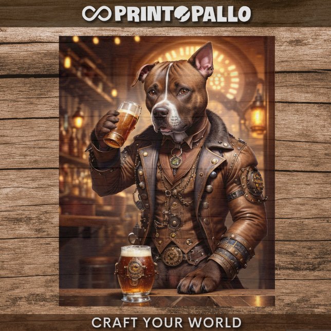 Papel De Seda Decoupage - Um pitbull steampunk e cerveja - (Criador carregado)