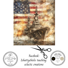 Papel De Seda Decoupage USA Navio de Guerra no Mar