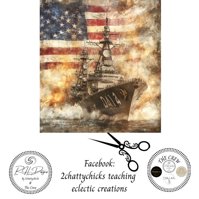 Papel De Seda Decoupage USA Navio de Guerra no Mar (Criador carregado)