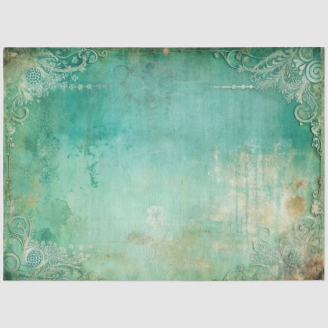 Papel De Seda Decoupage Verde e Dourado Elegante (Frente )